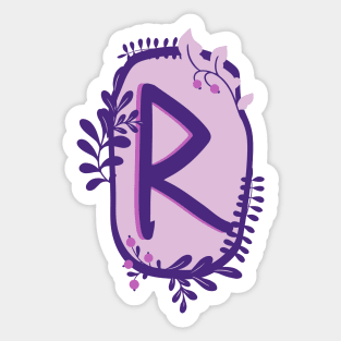 Raido Rune Flowery Design Sticker